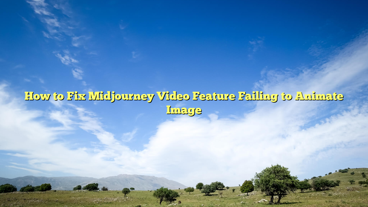How to Fix Midjourney Video Feature Failing to Animate Image
